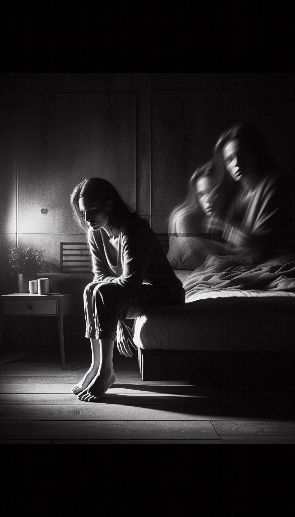Mujer sufriendo al despertarse a las 3 de la mañana con ansiedad.